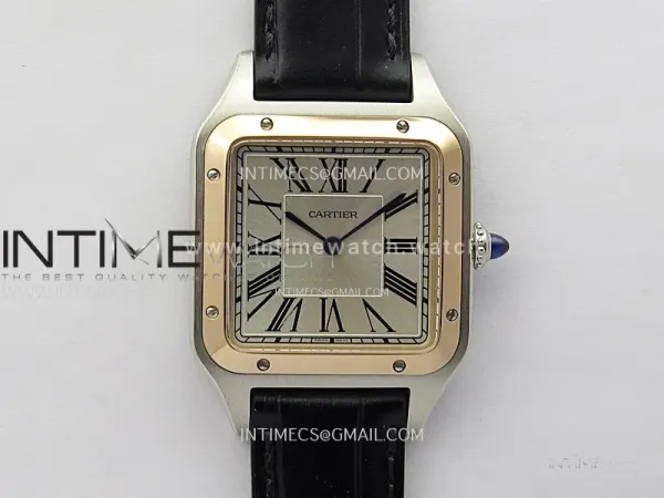 Santos Dumont 43.5mm SS/RG F1F Best Edition Silver Dial on Black Leather Strap Quartz