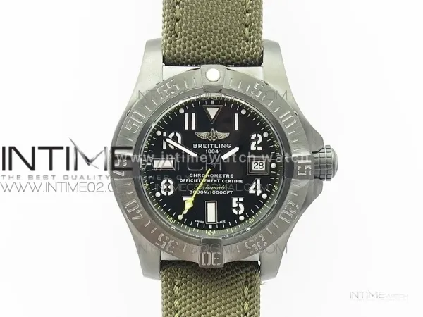 Avenger II Seawolf DLC V2 Best Black Dial Numeral Markers Yellow Second Hand on Black Strap A2836(Free Brown Leather Strap