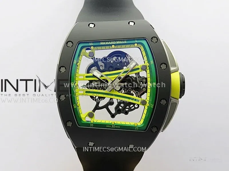 RM061 Black Ceramic ZF 1:1 Best Edition On Black Rubber Strap RMUL2 Super Clone