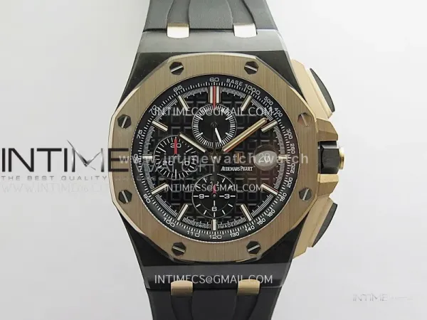 Royal Oak Offshore 44mm Carbon JF 1:1 Best Edition Dark Black Dial On Black Rubber Strap A3126