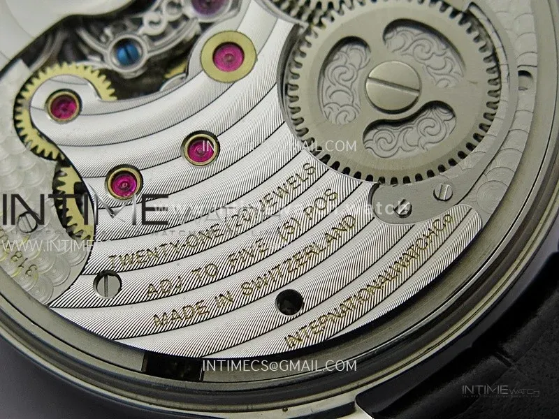 Portuguese Tourbillon Power Reserve SS AXF White Dial Sliver Numbers moonphase on Black Leather Strap