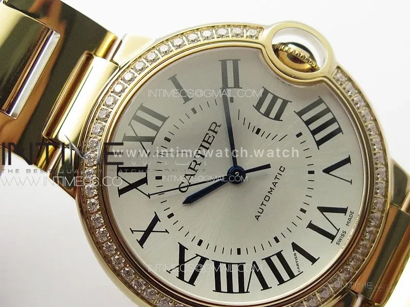 Ballon Bleu 36mm Diamonds Bezel RG 3KF 1:1 Best Edition White Textured Dial on SS Bracelet A076