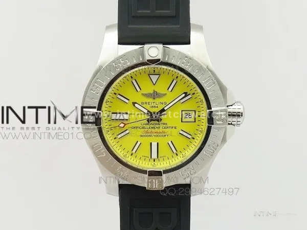 Seawolf SS 1:1 Best Edition SuperLumed Yellow Dial Sticks Markers on Rubber Strap A2824(Super Thick Crystal)