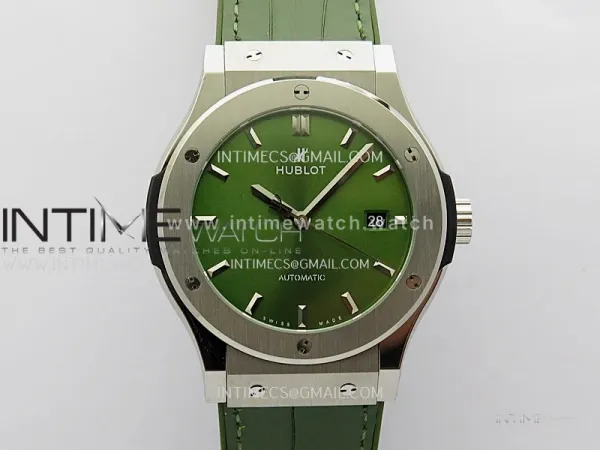 Classic Fusion 42mm Titanium JJZF 1:1 V2 Best Edition Green Dial On Green Gummy Strap
