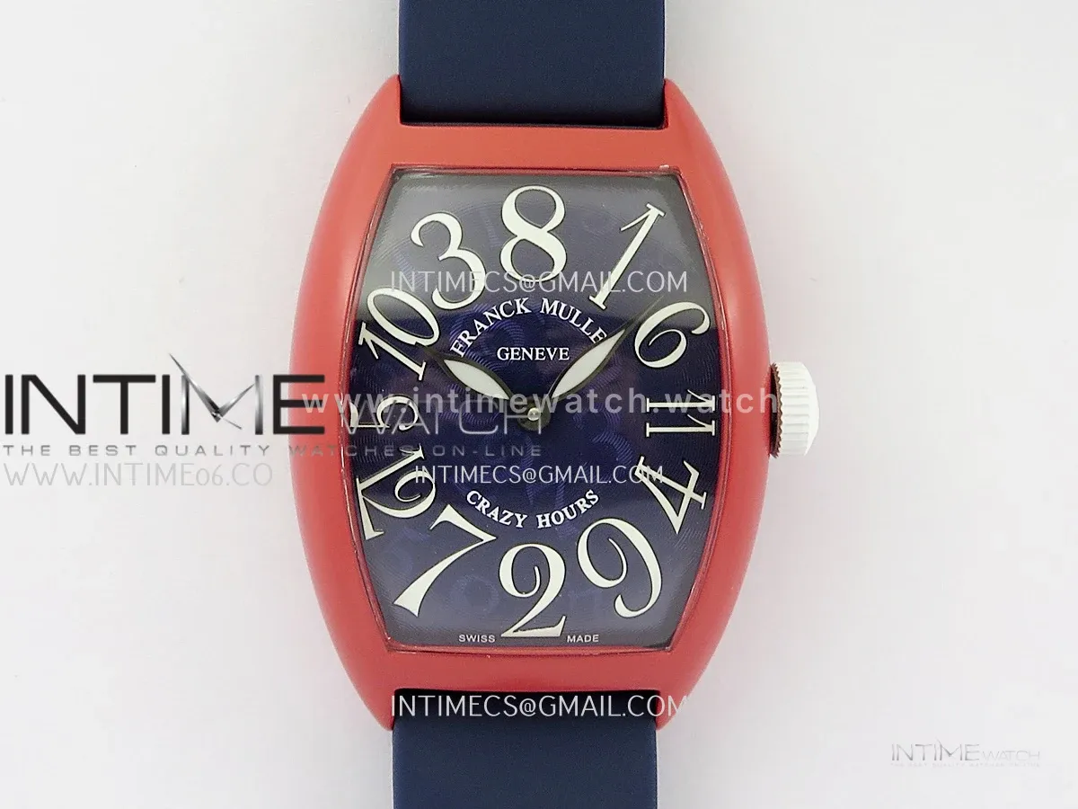 Crazy Hours Real Jumping Hour Red PVD ABF Blue Dial On Blue Rubber Strap A23J