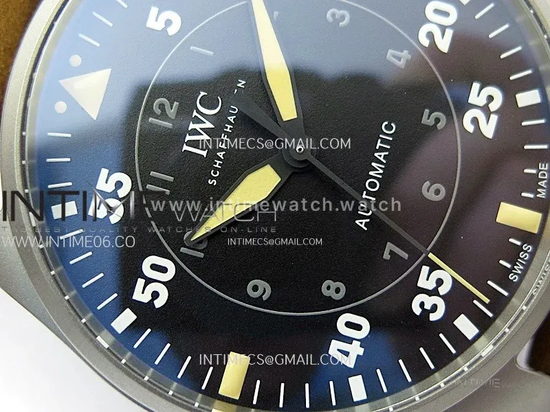 Big Pilot IW329701 Ti M+F 1:1 Best Edition Black Dial on Brown Leather Strap SEIKO 8N-24