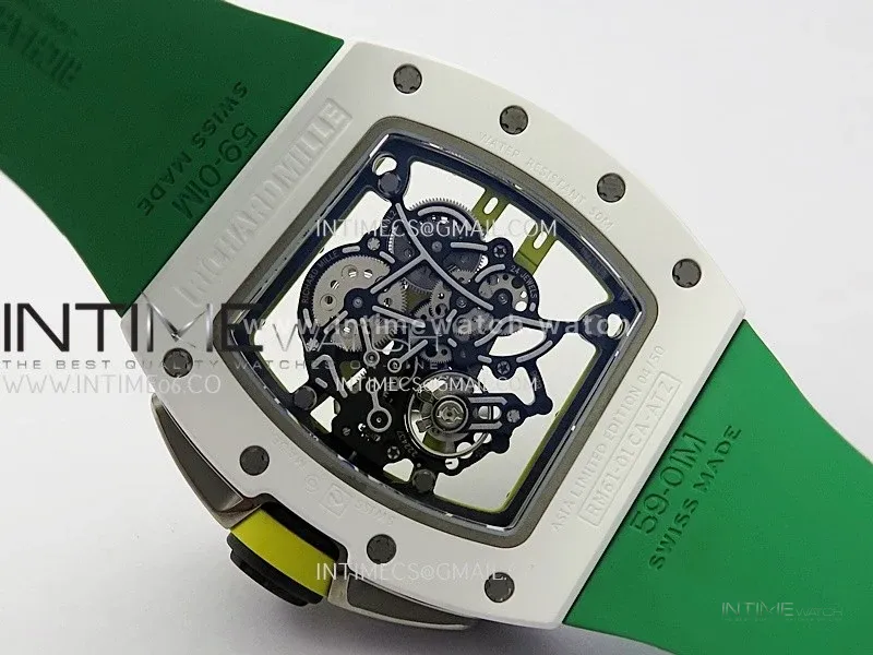 RM061 White Ceramic ZF 1:1 Best Edition on Green Rubber Strap RMUL2 Super Clone
