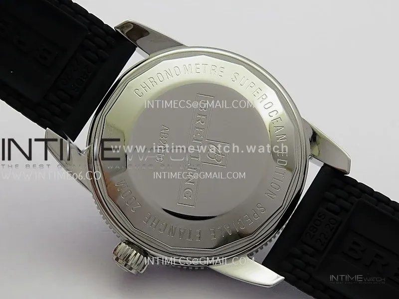 SuperOcean 42mm AB2010 SS GF 1:1 Best Edition Black Dial Black Ceramic Bezel On Black Rubber strap A2824