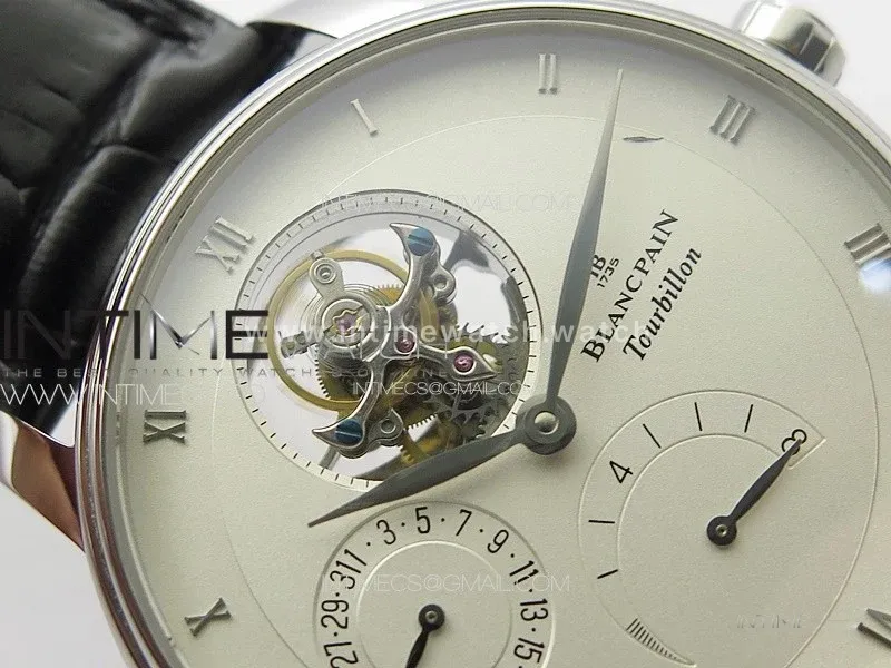 Villeret Tourbillon SS Real PR YSF Best Edition White Dial on Black Leather Strap