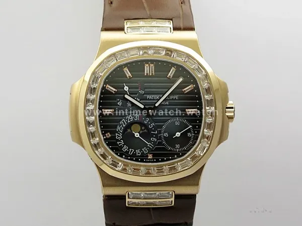 Nautilus 5724R RG/T Crystals 3EF Best Edition Blue Dial on Brown Leather Strap A240