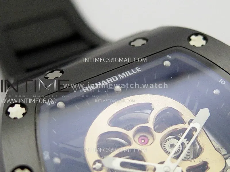 RM052 Skull Black Ceramic Real Tourbillon YSF 1:1 Best Edition Skull Dial on Black Rubber Strap