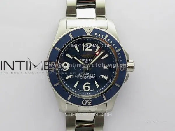 SuperOcean Automatic 44mm TF 1:1 Best Edition Blue Dial Black Bezel on SS Bracelet A2824