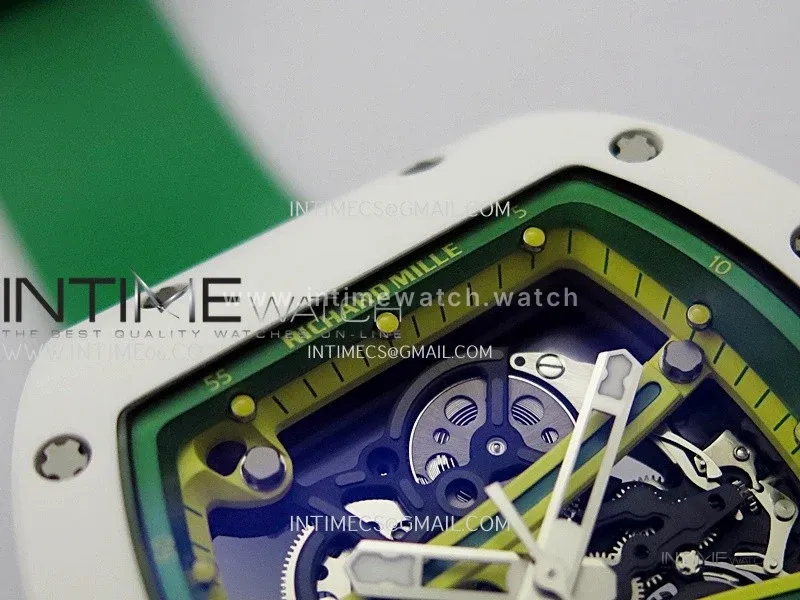 RM061 White Ceramic ZF 1:1 Best Edition on Green Rubber Strap RMUL2 Super Clone