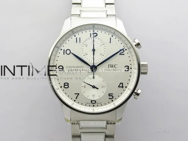 Portuguese IW371617 ZF 1:1 Best Edition SS White Dial Blue Markers on SS Bracelet A96355
