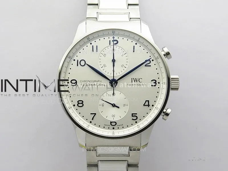 Portuguese IW371617 ZF 1:1 Best Edition SS White Dial Blue Markers on SS Bracelet A96355