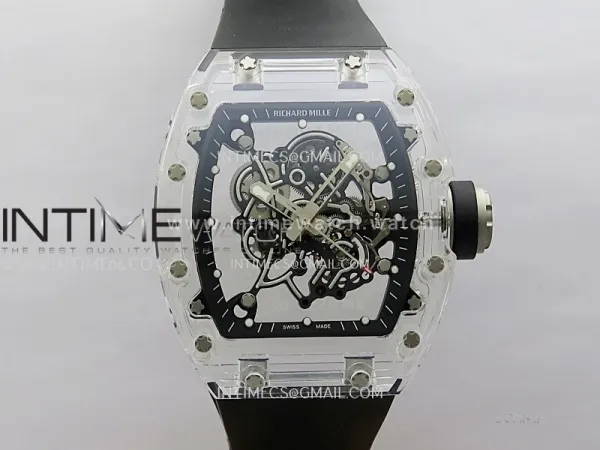 RM055 Transparent Black Inner Sonic Best Edition Skeleton Dial On Black Rubber Strap RMUL2 Super Clone