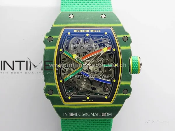RM67-02 Brazil Green NTPT Umi Office 1:1 Beat Edition Blue/Red/Green Skeleton Dial On Green Nylon Strap Super Clone CRMA7 V3