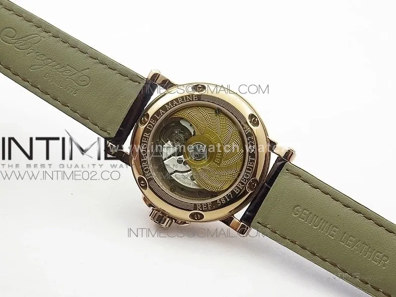 Marine 5222 RG HGF 1:1 Best Edition White Dial On black Leather Strap Asian Cal.517GG(Free rubber strap)