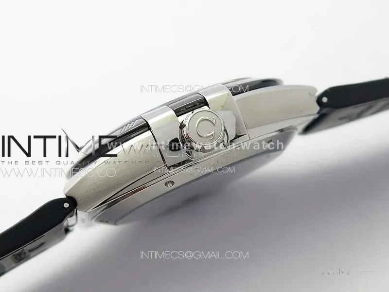 Constellation 41mm SS/Black Ceramic Bezel VSF 1:1 Best Edition Black Dial on Black Gummy Strap A8900