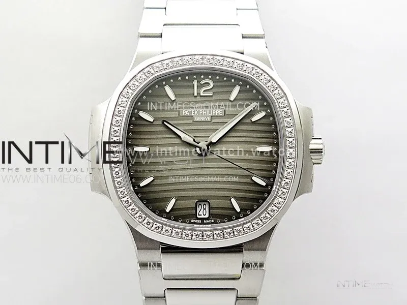 Nautilus 7118 New Version Ladies Diamonds Bezel PPF 1:1 Best Edition Gray Dial on SS Bracelet A324 Super Clone