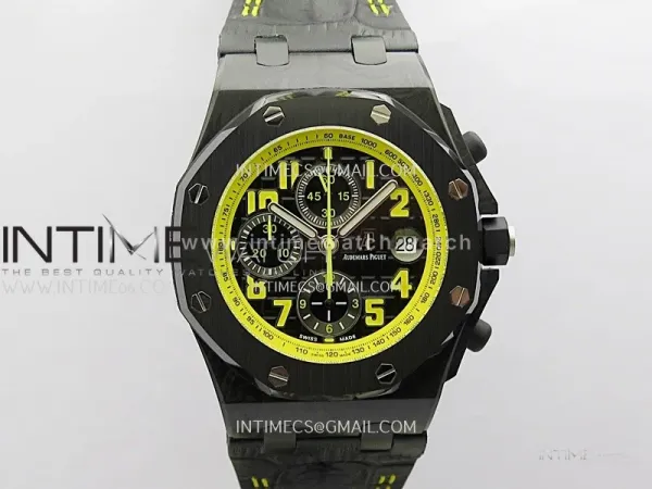 Royal Oak Offshore 'Bumble Bee' TKF Best Edition on Black Leather Strap A3126