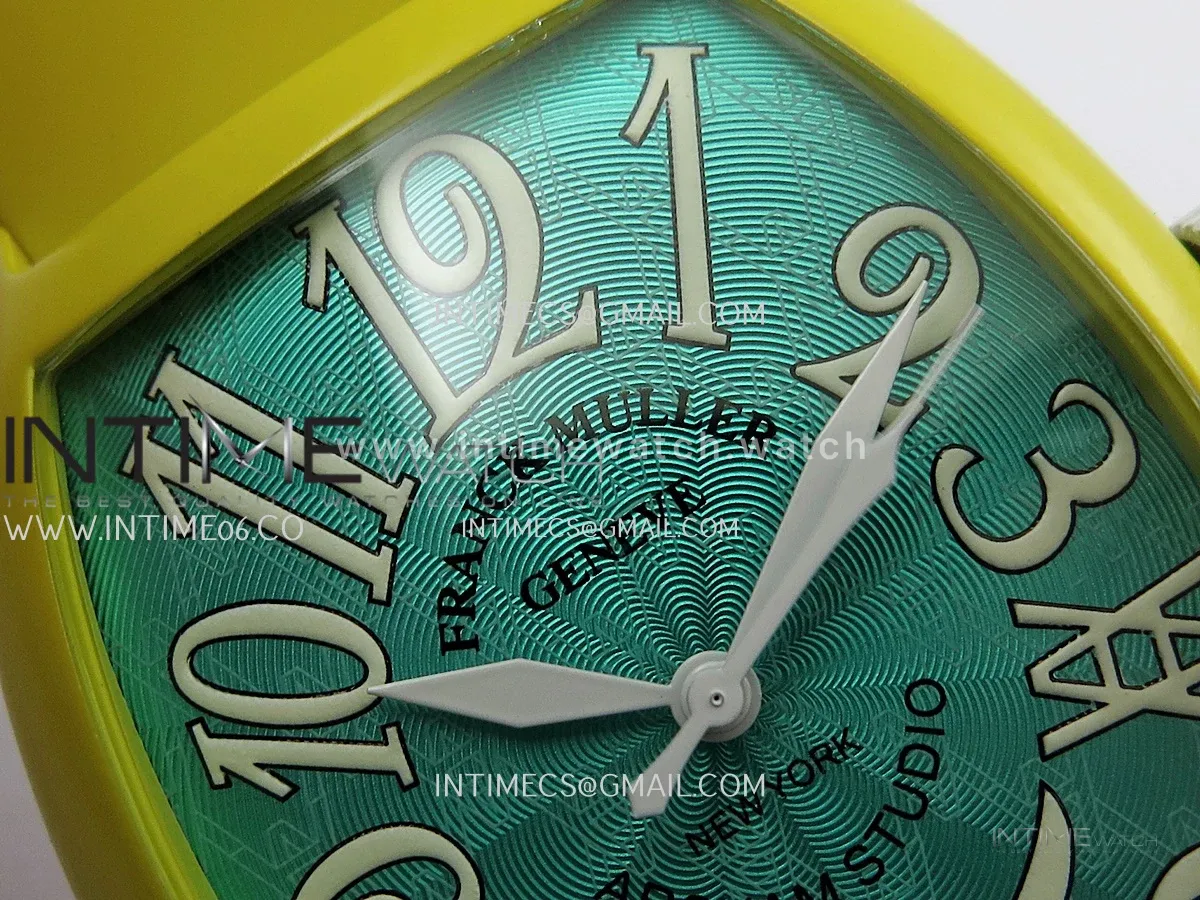 FM Casablanca Yellow PVD ABF Summer Blue Dial On Yellow Rubber Strap A23J