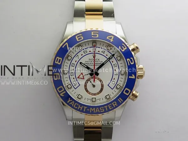 YachtMaster II 116681 Blue Ceramic Bezel SS/RG KF 1:1 Best White Dial (Old Version) on Bracelet A7750