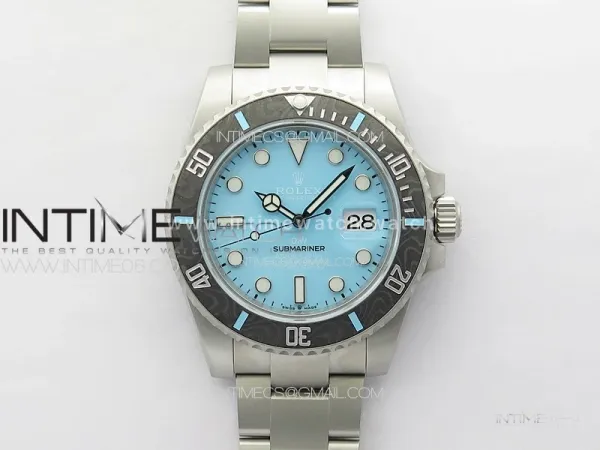 Submariner DIW Carbon Bezel VSF 1:1 Best Edition Tiffany Blue Dial on Sandblasted Bracelet VS3135