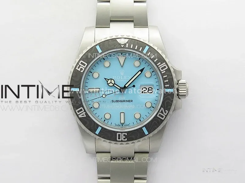 Submariner DIW Carbon Bezel VSF 1:1 Best Edition Tiffany Blue Dial on Sandblasted Bracelet VS3135
