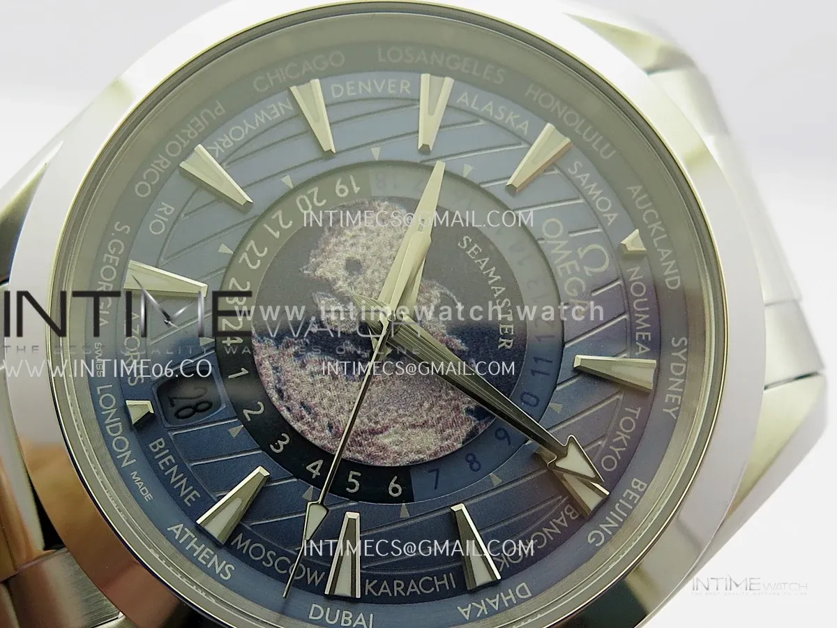 Aqua Terra 150M World Time 24 Hours SS VRS 1:1 Summer Blue Dial On SS Bracelet Super Clone 8938