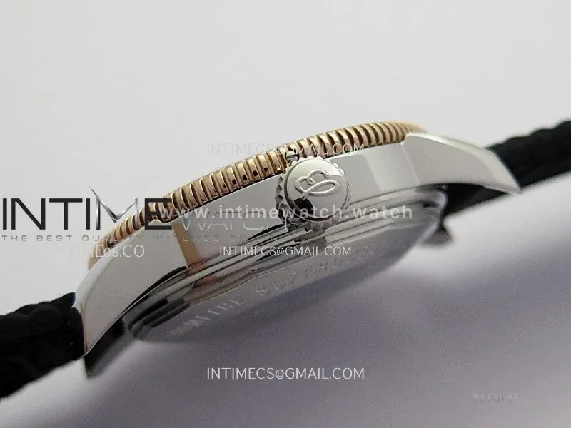 SuperOcean 42mm AB2010 SS/RG GF 1:1 Best Edition Black Dial Black Ceramic Bezel On Black Rubber strap A2824