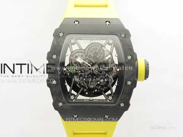 RM 035-02 Rafael Nadal NTPT Carbon on Yellow Rubber Strap