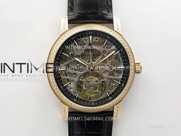 Malte Tourbillon RG AXF Skeleton Dial on Black Leather Strap