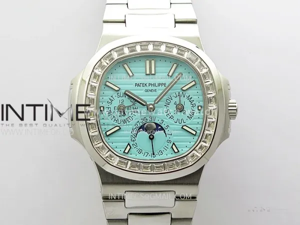 Nautilus 5740 T Diamonds Bezel SS TWF Best Edition Tiffany Blue Dial on SS Bracelet A240
