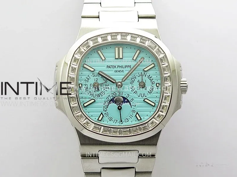 Nautilus 5740 T Diamonds Bezel SS TWF Best Edition Tiffany Blue Dial on SS Bracelet A240