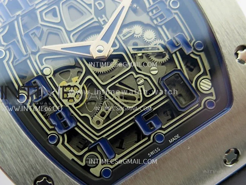 Mille Studio RM67-01 Real Power Reserve Ti Blue Skeleton Dial On Black Rubber Strap CRMA7 Clone (Free Velcro Strap And Tool)