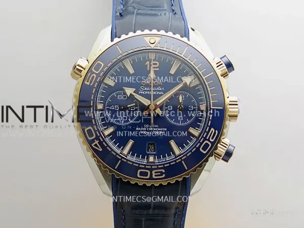 Planet Ocean Master Chronometer Blue Ceramic Bezel SS/RG VRF 1:1 Best Edition Blue Dial On Blue Gummy Strap A9900