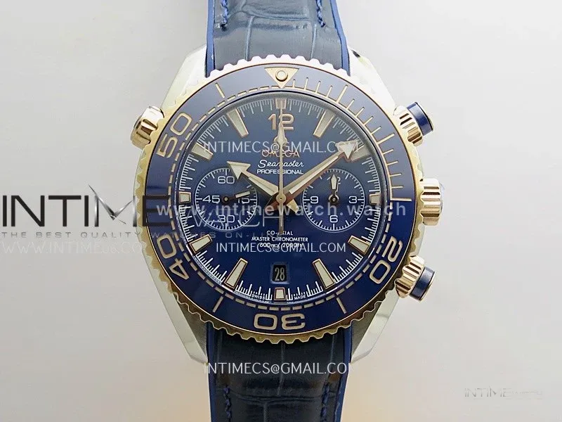 Planet Ocean Master Chronometer Blue Ceramic Bezel SS/RG VRF 1:1 Best Edition Blue Dial On Blue Gummy Strap A9900