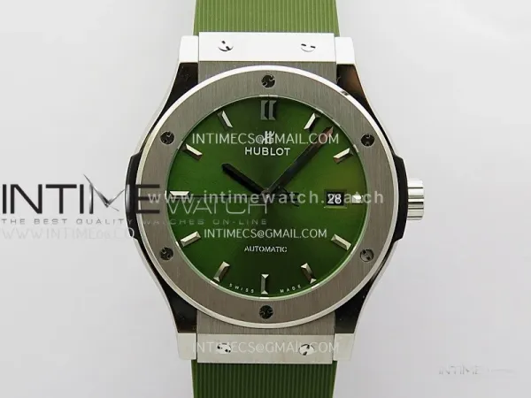 Classic Fusion 42mm Titanium JJZF 1:1 V2 Best Edition Green Dial On Green Rubber Strap