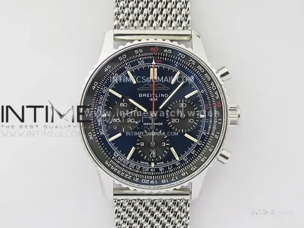 Navitimer B01 43mm SS B50 Best Edition Blue Dial Black Subdial On SS Bracelet A7750