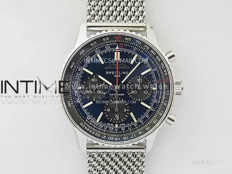 Navitimer B01 43mm SS B50 Best Edition Blue Dial Black Subdial On SS Bracelet A7750