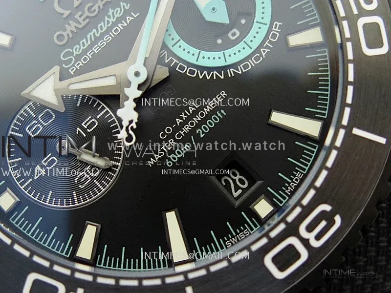 Planet Ocean Master Chrono Deep Black Ceramic SCF 1:1 Best Edition Black Dial on Black Rubber Strap A9900