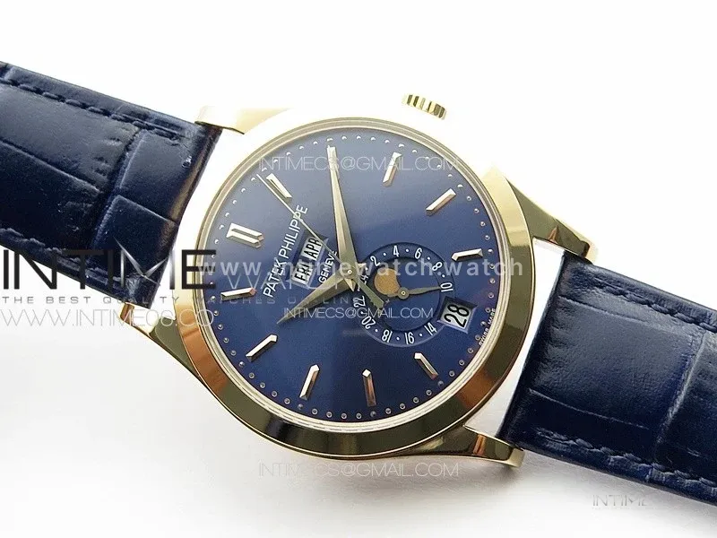 Annual Calendar Moonphase 5396 RG PPF 1:1 Best Edition Blue Dial on Blue Leather Strap PPF324