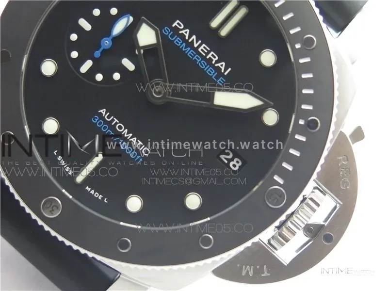 PAM683 Luminor Submersible 42mm VSF Best Edition Black Dial on Rubber Strap P900 Clone