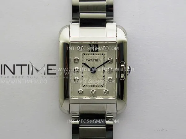 Tank Anglaise 30mm SS 8848F 1:1 Best Edition White Dial Diamond Marker on SS Bracelet Ronda Quartz