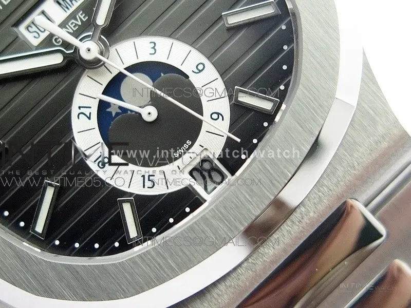 NAUTILUS 5726 SS GRF 1:1 BEST EDITION GRAY DIAL WORKING ANNUAL CALENDARON SS BRACELET A.324 V2