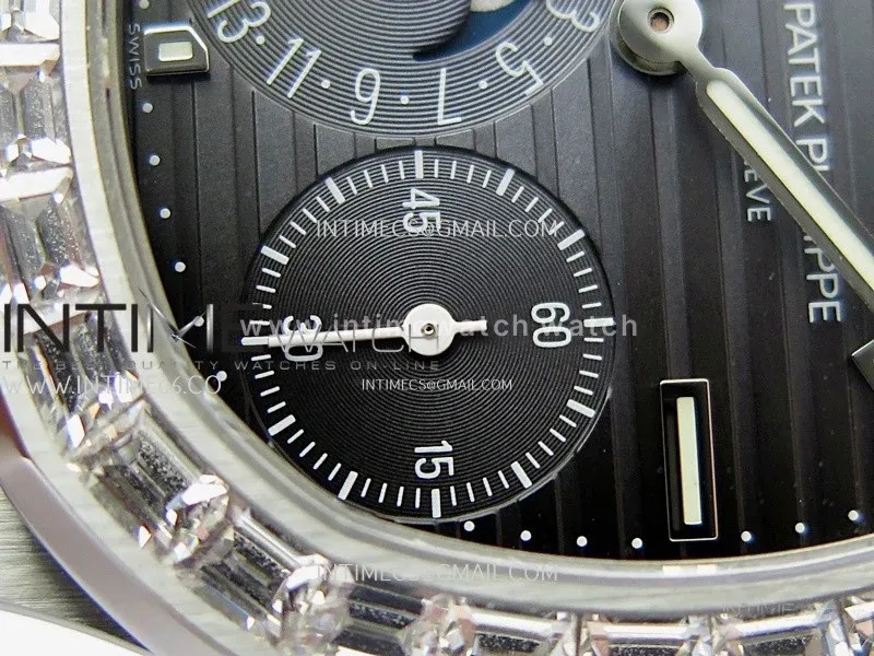 Nautilus 5722G SS/T Diamonds PPF 1:1 Best Edition Blue Dial on Black Leather Strap A240 Super Clone