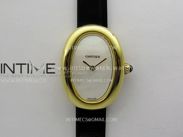 Baignoire Watch YG AF 1:1 Best Edition White MOP Dial On Black Croco Strap RONDA Quartz