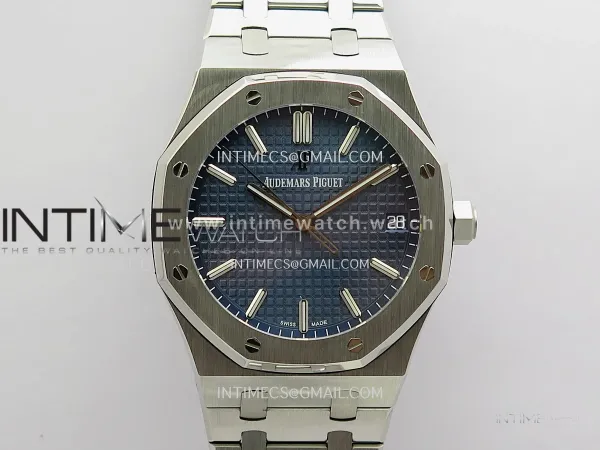 Royal Oak 41mm 15500 SS JF 1:1 Best Edition Blue Dial On SS Bracelet Super Clone DD4302 (Free Sprung Look)