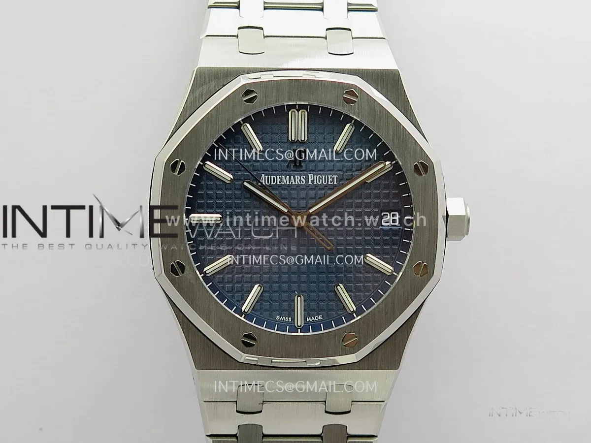 Royal Oak 41mm 15500 SS JF 1:1 Best Edition Blue Dial On SS Bracelet Super Clone DD4302 (Free Sprung Look)